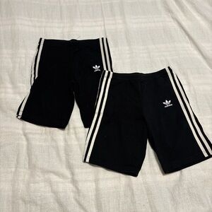 Adidas Kids Black Shorts with White Stripes